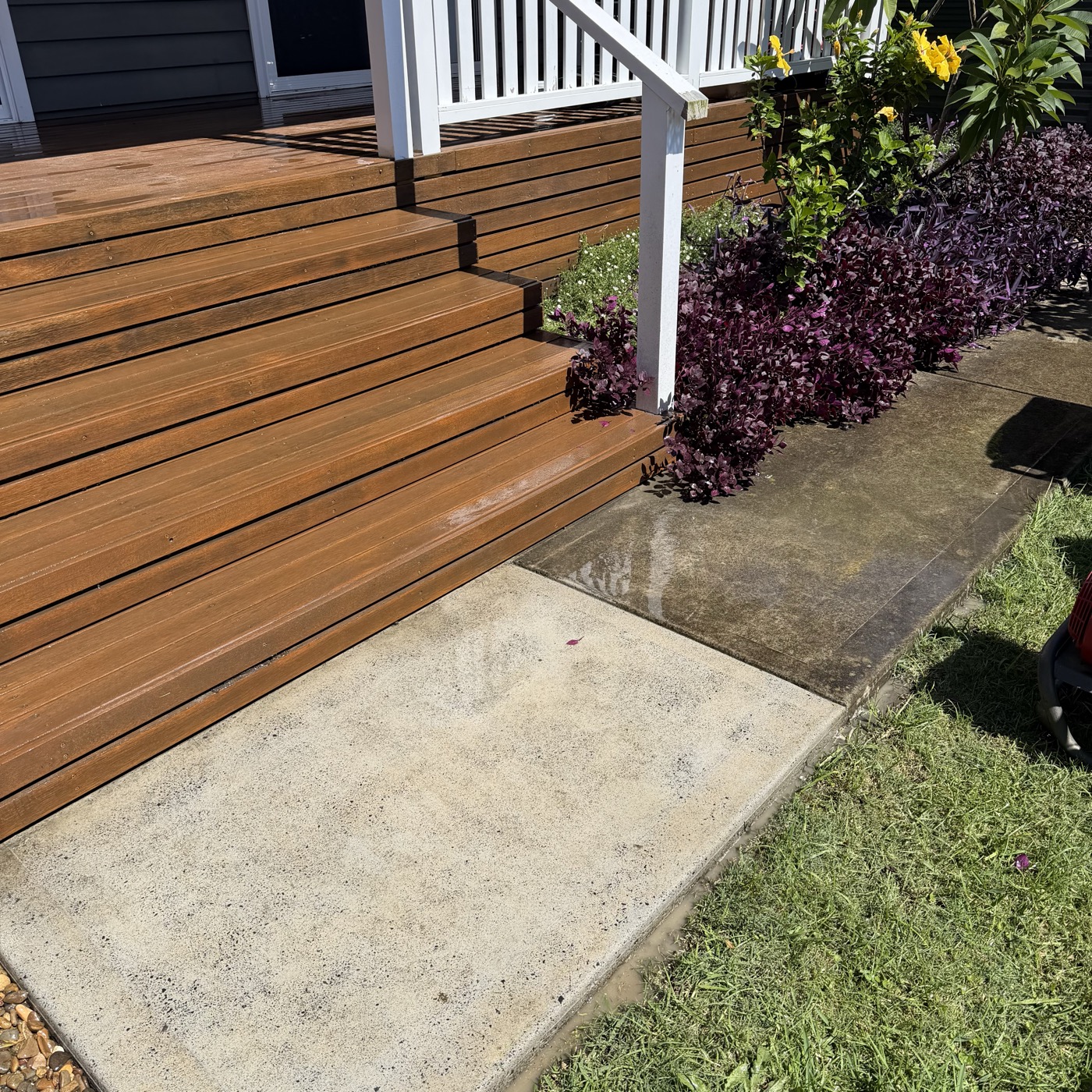 Pressure washed deck — stunning result